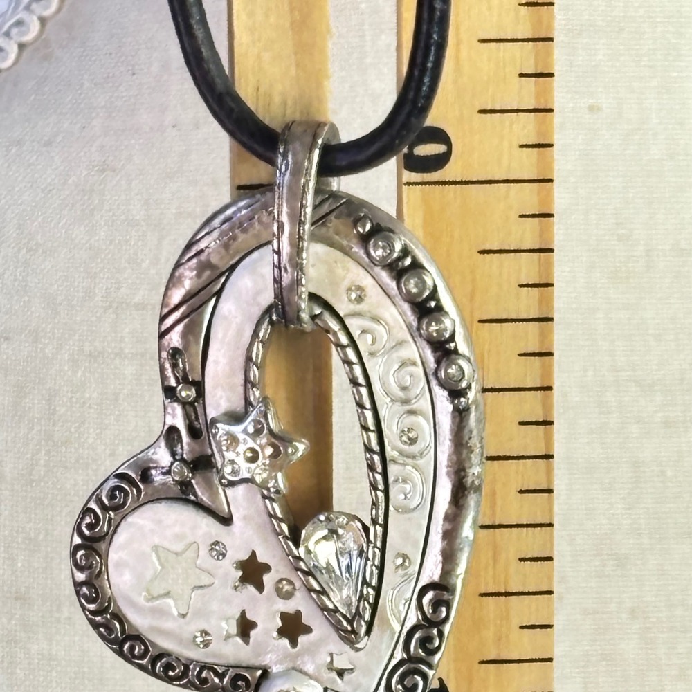 Vintage Heart Necklaces Silver Black Metal Crystal Y2K Grunge Celestial Goth - Picture 11 of 16